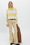Free People Opal Rugby Stripe Sweater Lemon Combo