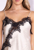 Champagne Lace Trim Asymmetrical Hem Top