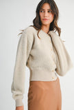 Taupe Knit Gold Button Cardigan