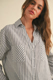 Navy Striped Button Down Shirt