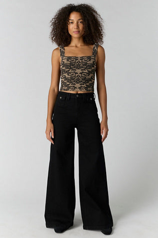 Free People Lace Up Tank Black