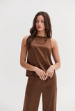 Dark Brown Satin Top