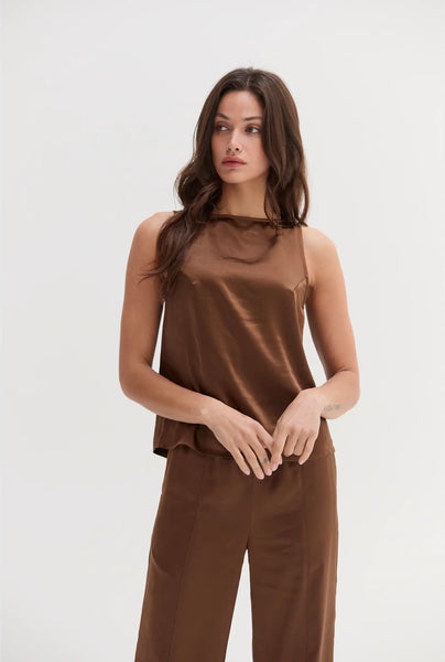Dark Brown Satin Top
