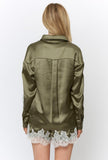Olive Lace Trim Detail Shirt