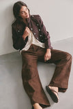 Free People Spotlight Vegan Trouser Chocolate Brown