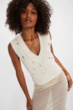 Free People Plumeria Floral Vest Ivory
