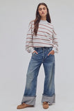 Free People Palm Spring Striped Washed Blue Combo