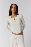 Free People Dream State Henley Top Heather Grey