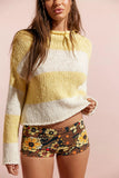 Free People Opal Rugby Stripe Sweater Lemon Combo