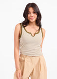 Olive Cream Stripe Tank Top