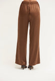 Dark Brown Satin Pull On Pants