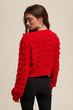 Red Bow Tie Closer Cable Knit Sweater