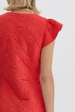 Red Quilted Ruffle Dress