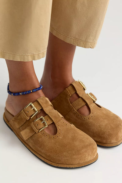 Free People Shoreditch Buckle Mule Camel Suede