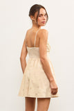 Beige Eyelet Detail Mini Dress