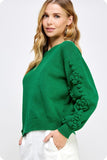 Green Flower Arm Knitted Sweater