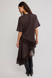 Free People Frosted Lace Layered Tee Deep Fudge