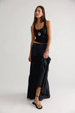 Free People Juliette Satin Maxi Black
