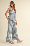 Denim Striped Wide Leg Pant