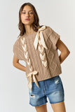 Taupe Satin Bow Sweater Vest