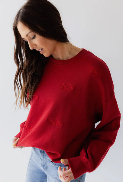 Arkansas Repeat Lantern Sleeve Crew