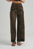 Chocolate Leopard Suede Pants