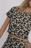 Beige Black Crop Top
