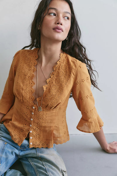 Free People Salone Eyelet Top Bronzer