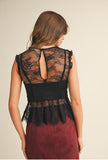 Black Lace w/Corset Sleeveless Top