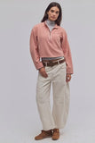 Free People Celeste Quarter Zip Coral Pink