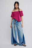 Free People Mabel Knit Top Solid Sangria