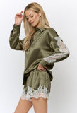 Olive Lace Trim Detail Shirt