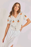 Citron Embroidered Orange Knit Shirt Ivory/Orange