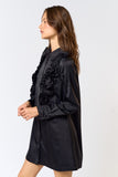 Black Satin Shirt Dress