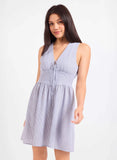 Blue Garden Sun Tie Mini Dress