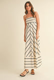 Cream Striped Maxi Dress