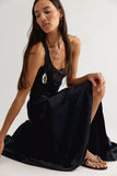 Free People Juliette Satin Maxi Black