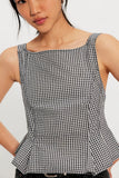 Free People Sunfaded Top Black and White Comb