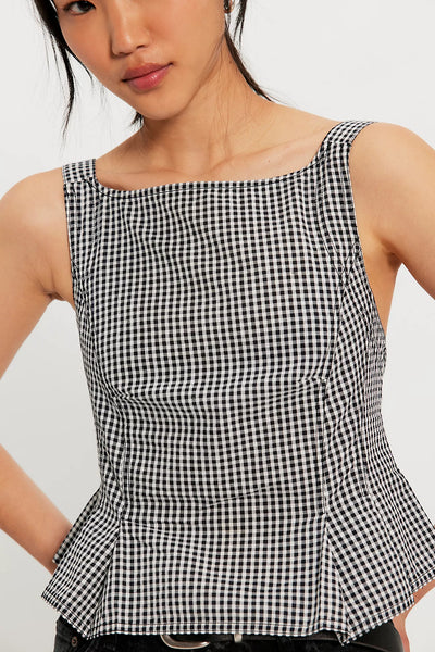 Free People Sunfaded Top Black and White Comb
