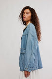 Free People Lemon Denim Jacket Berry Blues