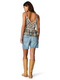Steve Madden Bryna Top Embroidered Plaid