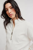 Free People Celeste Quarter Zip Clean Ivory