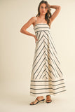 Cream Striped Maxi Dress