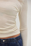 Cream Long Sleeve Mock Neck Top