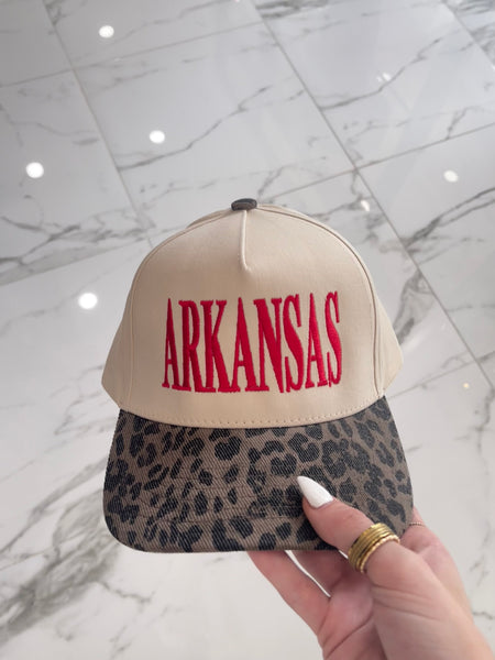 Arkansas Cheetah Embroidered Hat