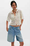 Free People Mannie Lace Button Down Whisper White