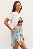 White Ruffle Trim Top