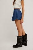 Free People Paradise Found Denim Skort Mid Indigo