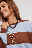 Free People Classic Stripe Crew Wide Periwinkle Combo