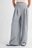 Grey Front Pleated Pants